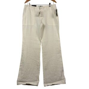 NWT Banana Republic Women Ryan Wide Leg Linen Pants 10 Breathable Coastal Beach
